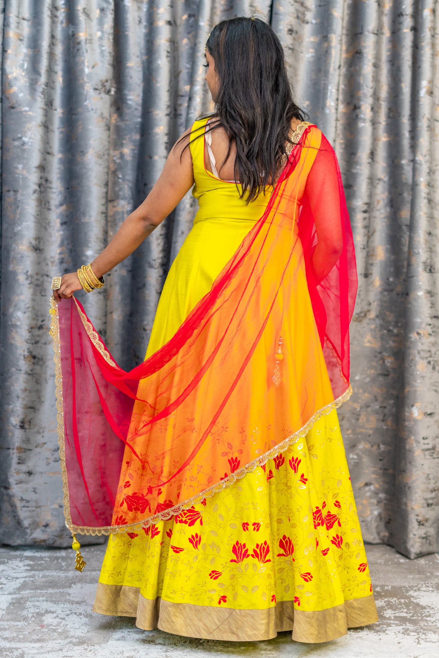 Yellow Printed Cotton Punjabi Set