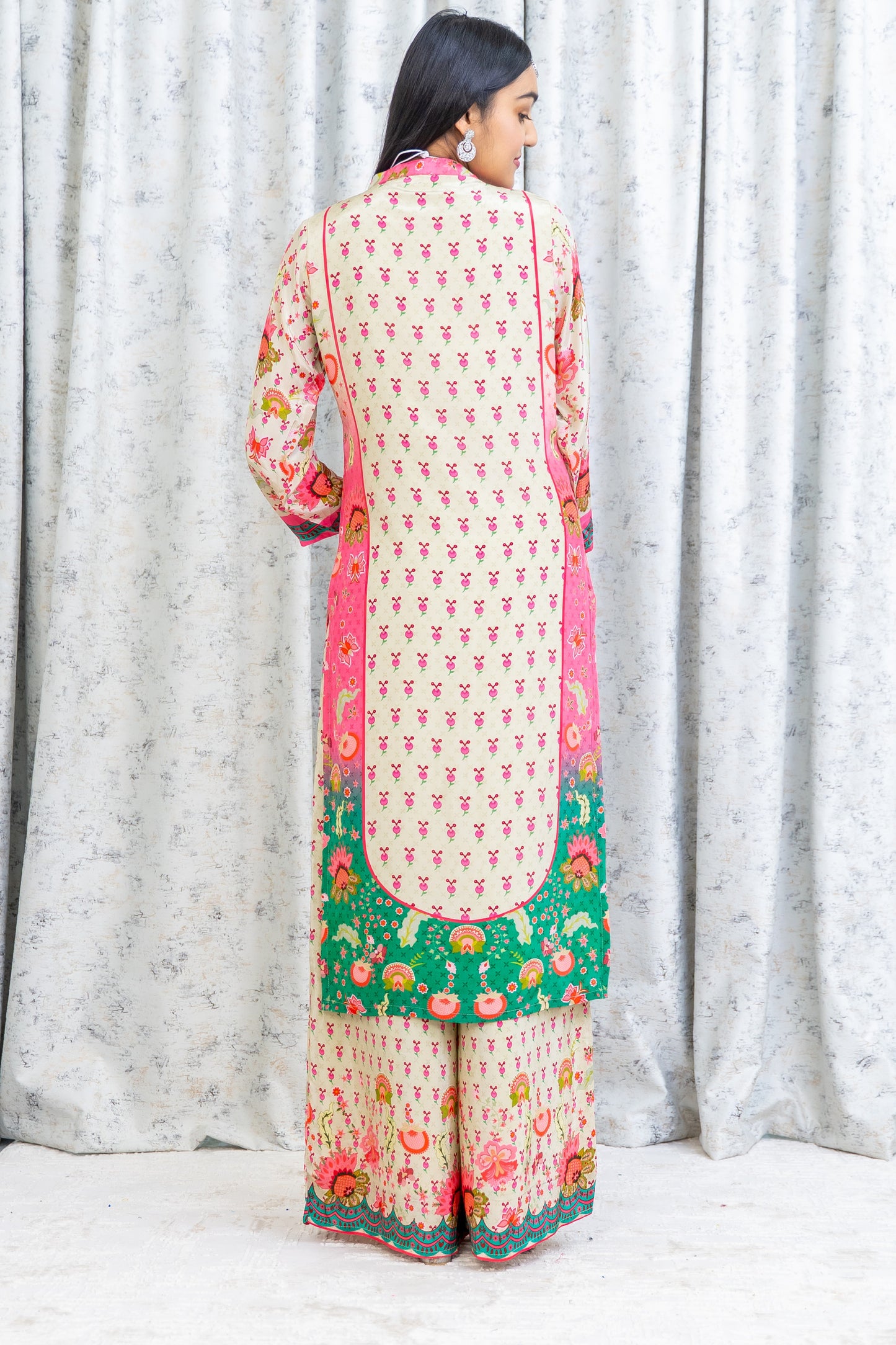 Colourful Printed Chinon Silk Punjabi Set