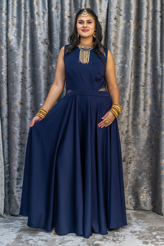 Navy Blue Velvet Silk Punjabi