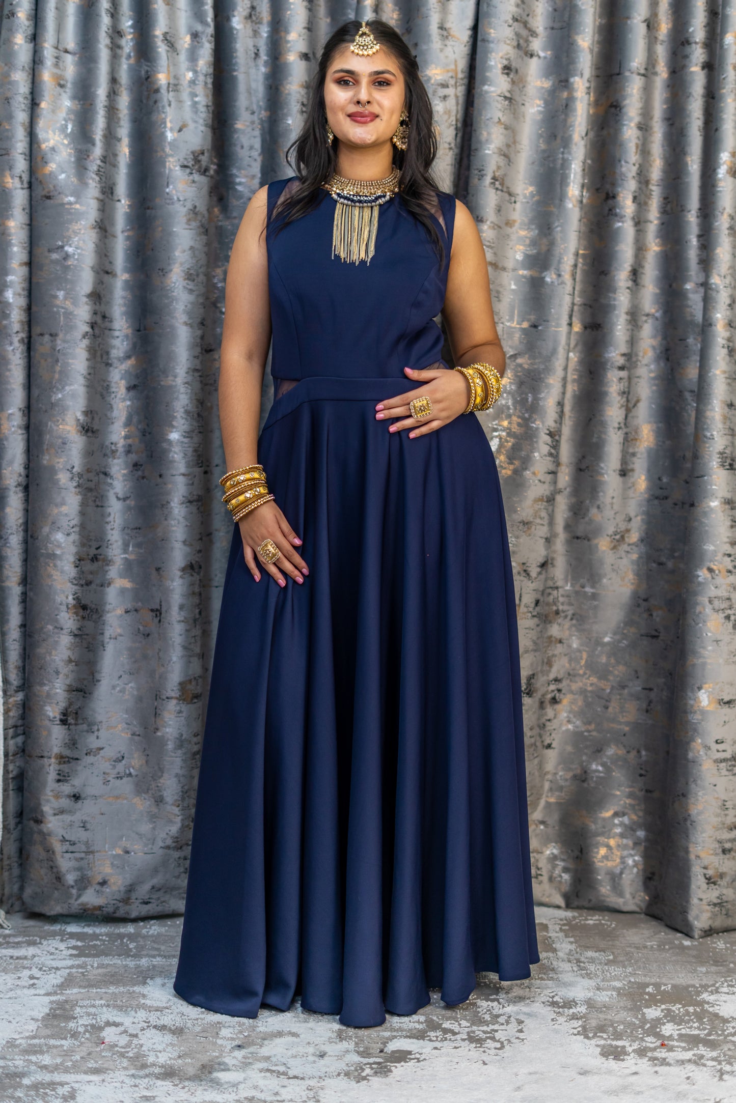 Navy Blue Velvet Silk Punjabi