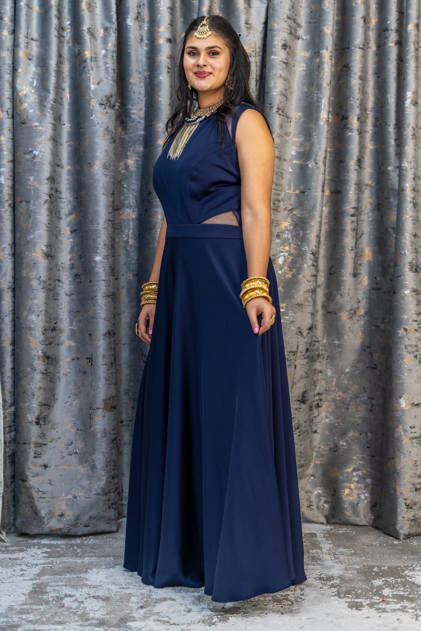 Navy Blue Velvet Silk Punjabi