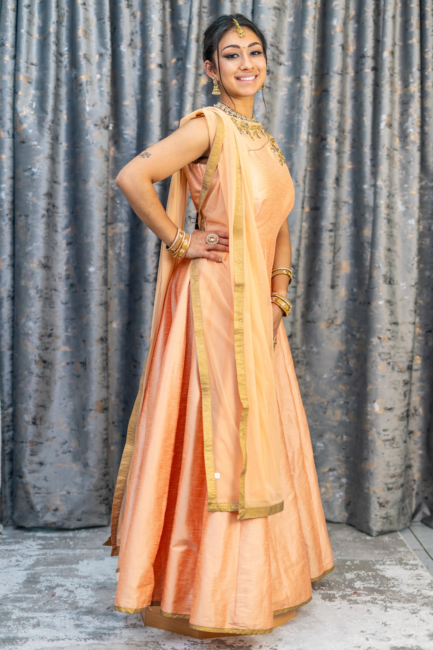 Peach Raw Silk Punjabi Set