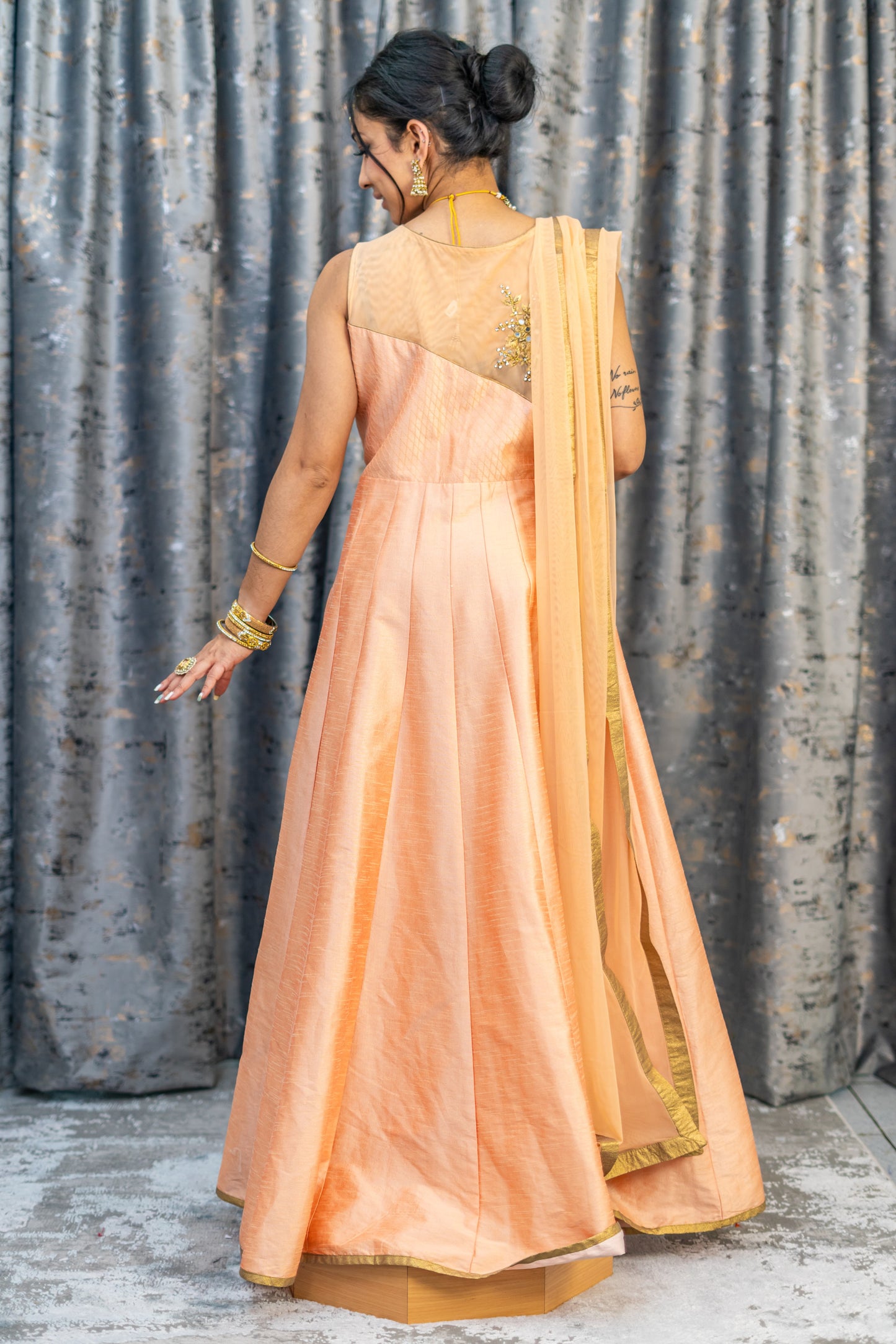Peach Raw Silk Punjabi Set