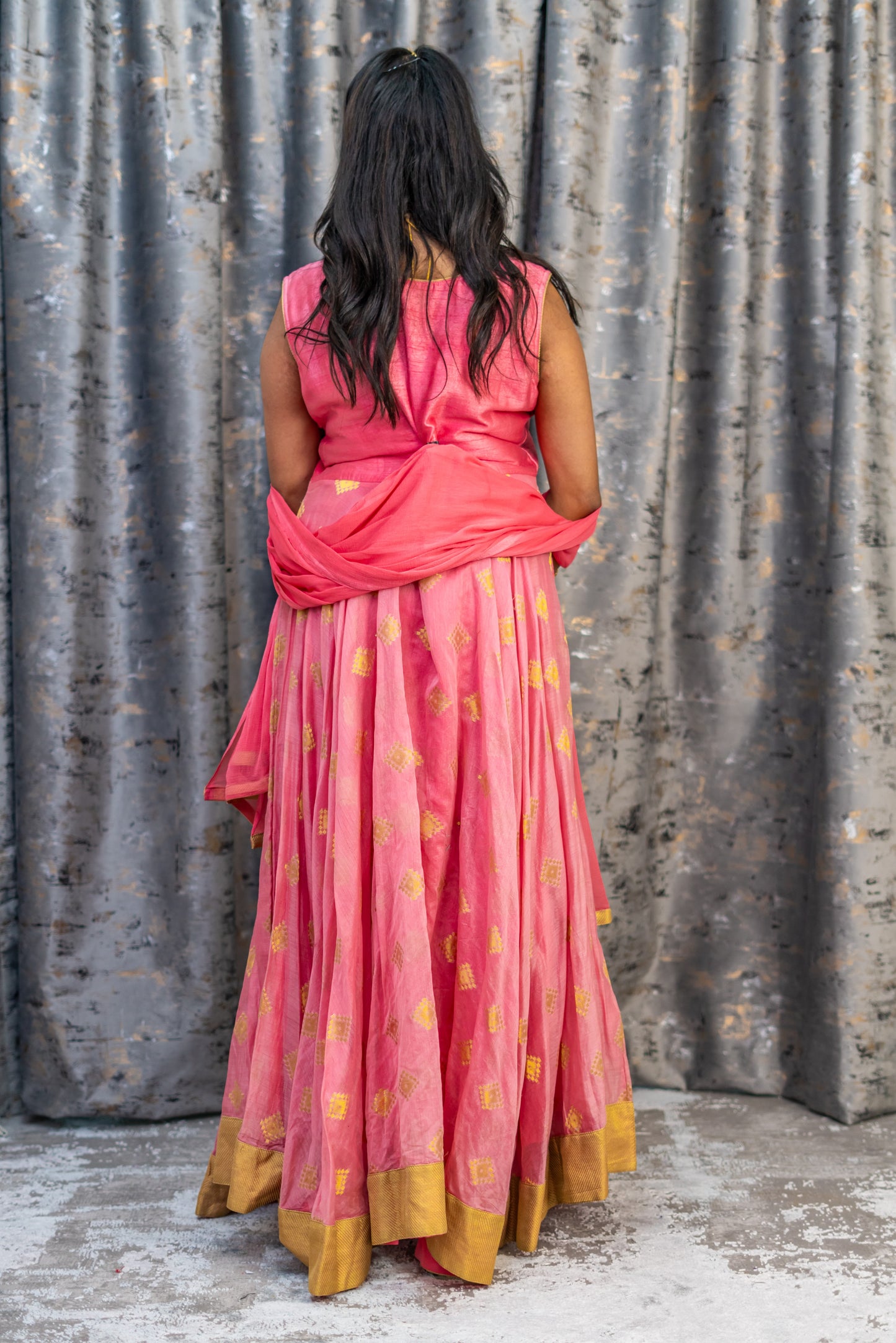 Pink Chinon Silk Punjabi Set