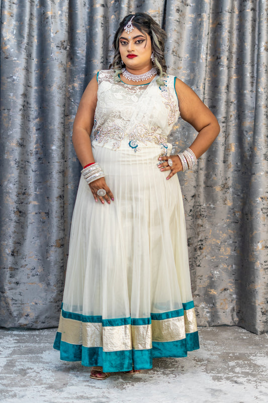 White Punjabi Set with Swarovski Stone Work
