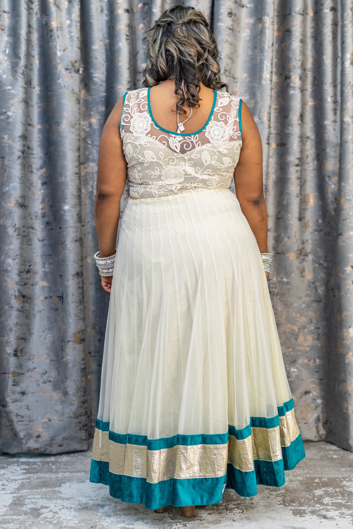 White Punjabi Set with Swarovski Stone Work