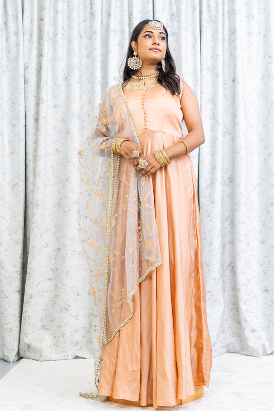 Peach Cotton Punjabi Set