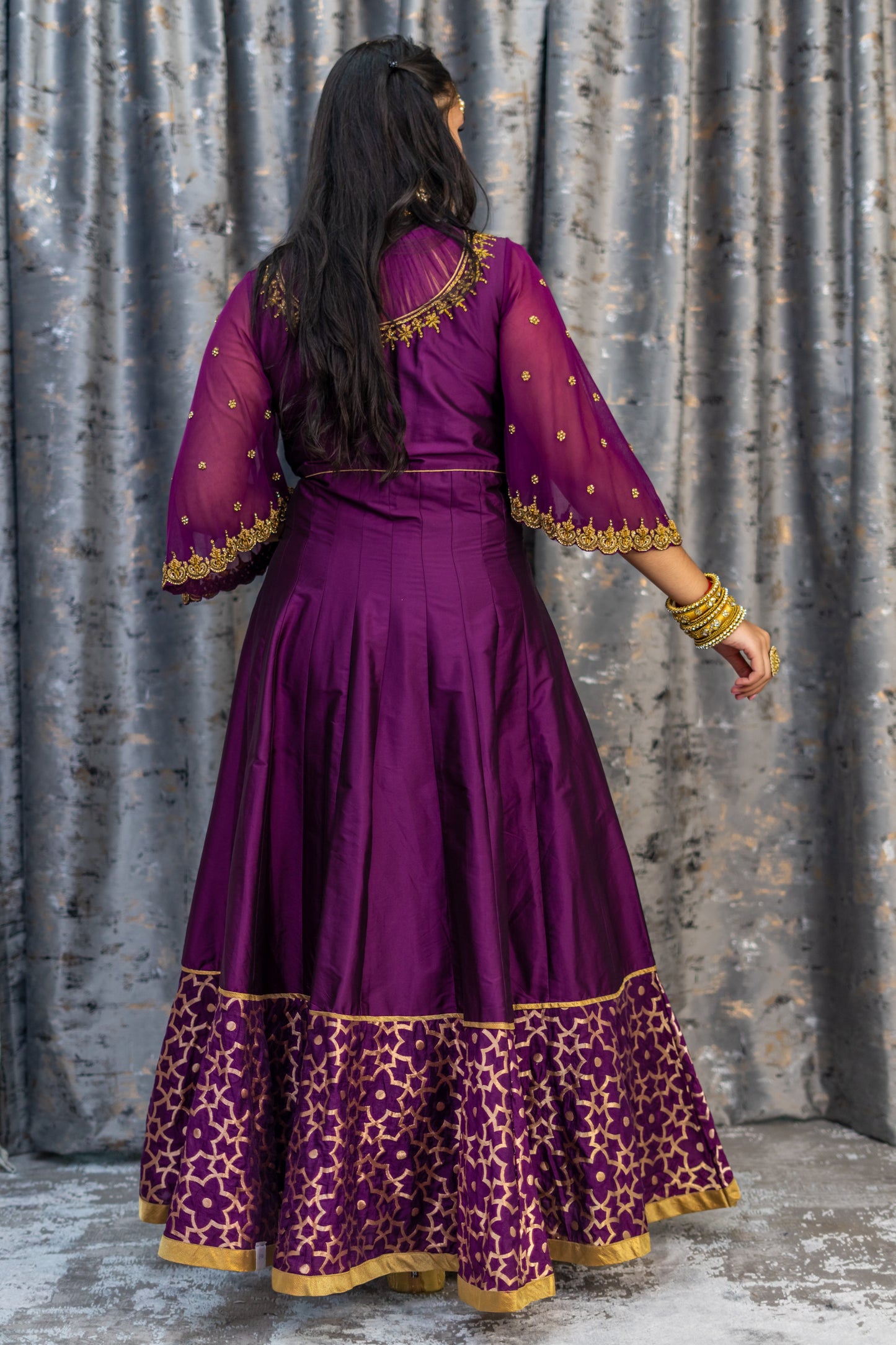 Purple Raw Silk Punjabi Set with Swarovski Stone Work