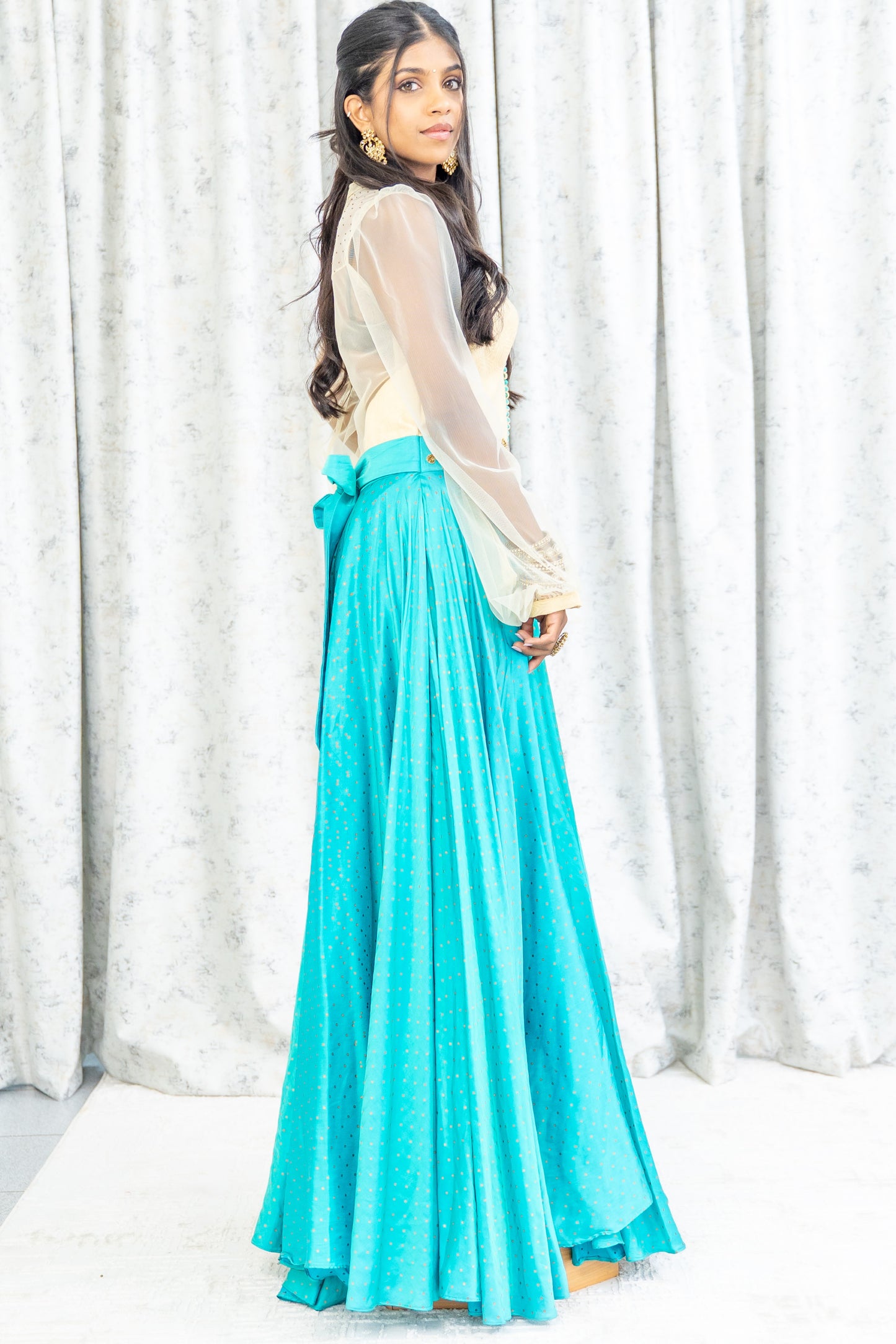 Blue Chinon Silk Anarkali