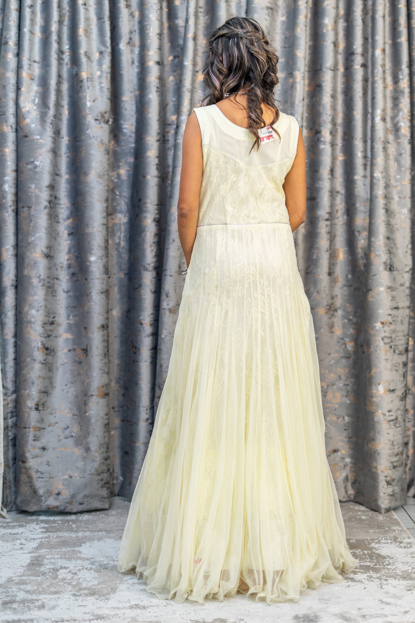 Off White Net Punjabi Set with Swarovski Stone Work
