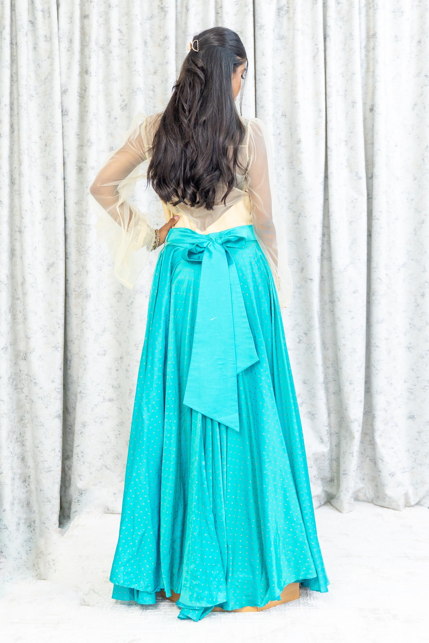 Blue Chinon Silk Anarkali