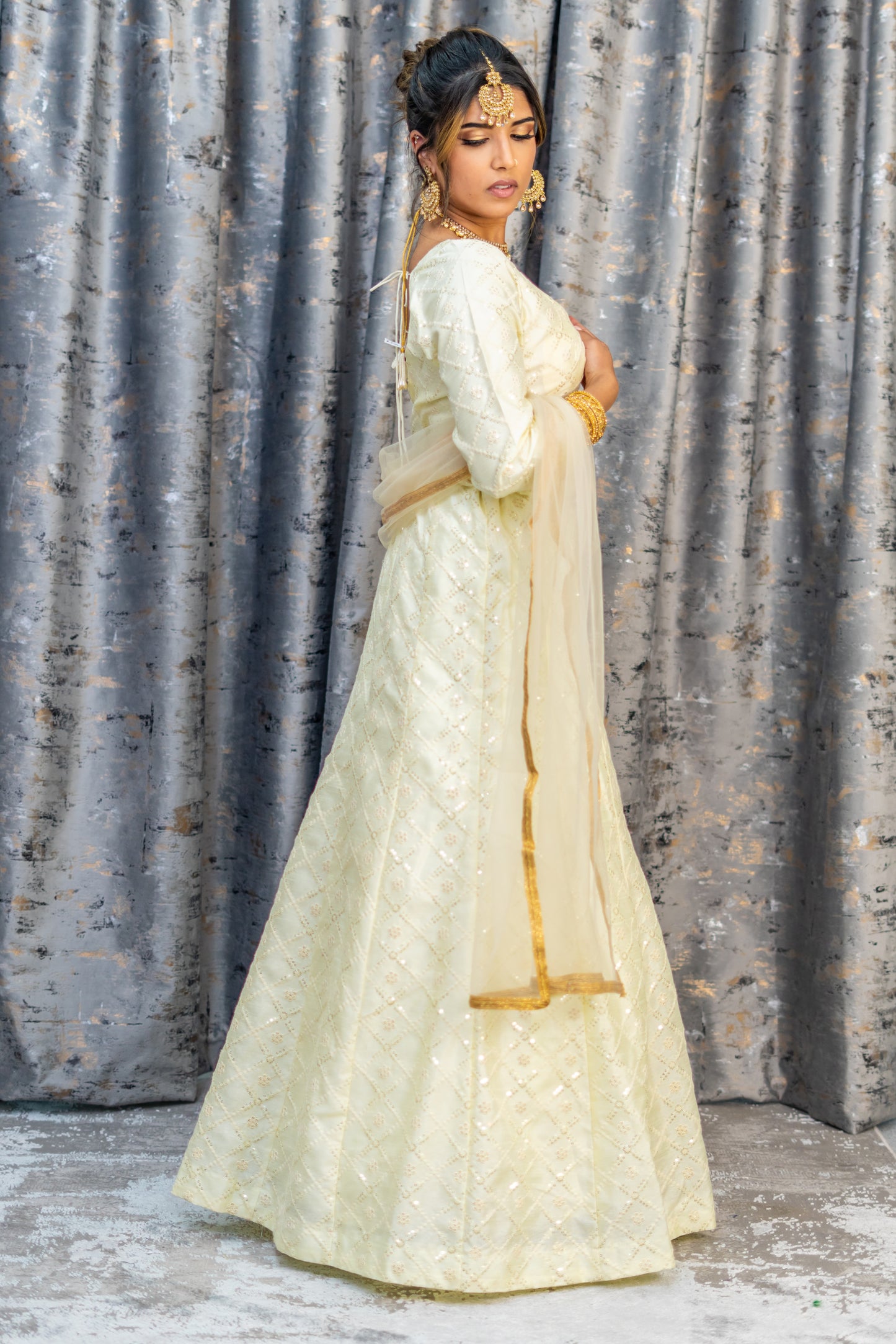 White Cotton Lehenga Set with Embroidery