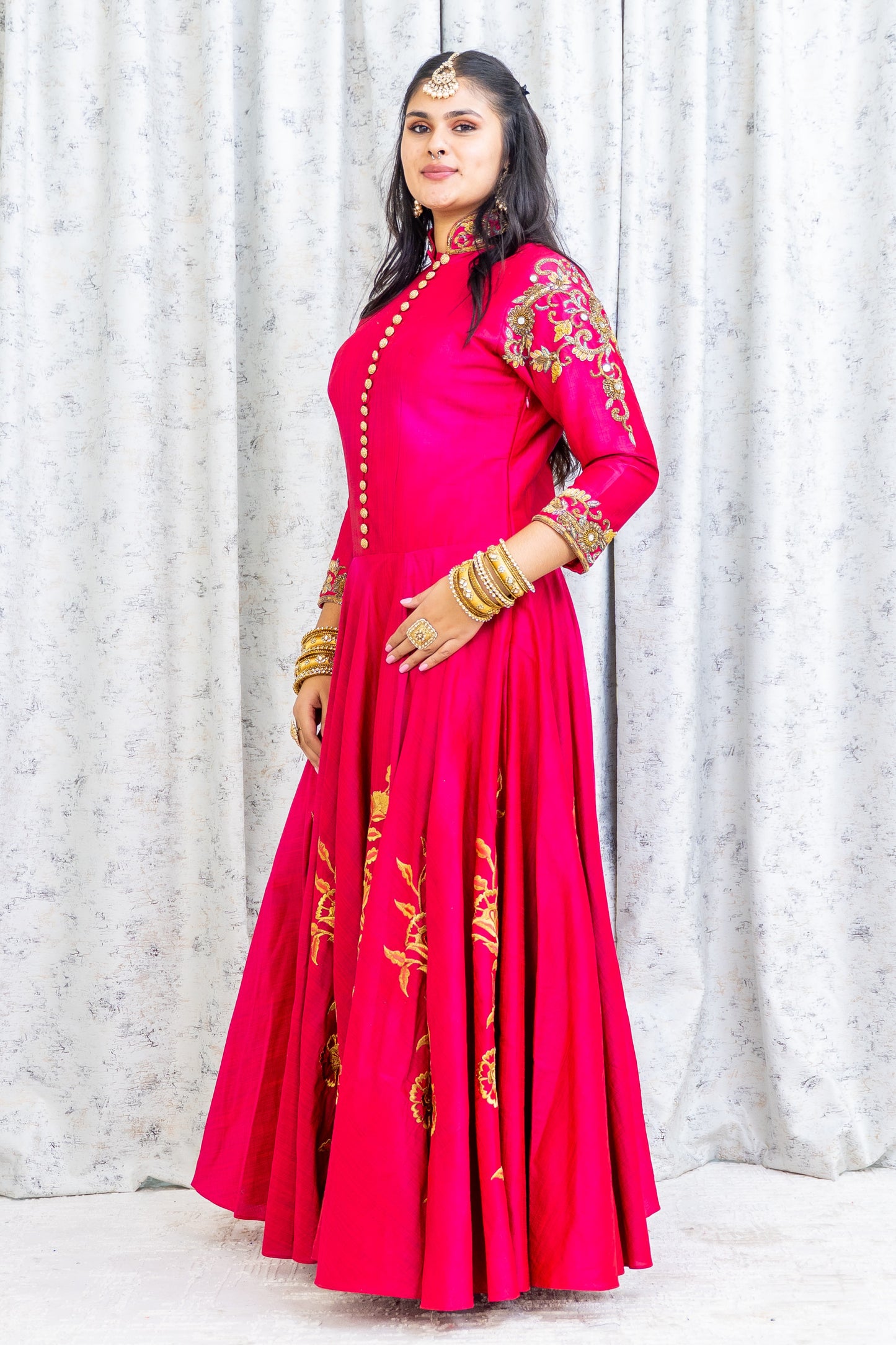 Pink Raw Silk Punjabi Set with Embroidery