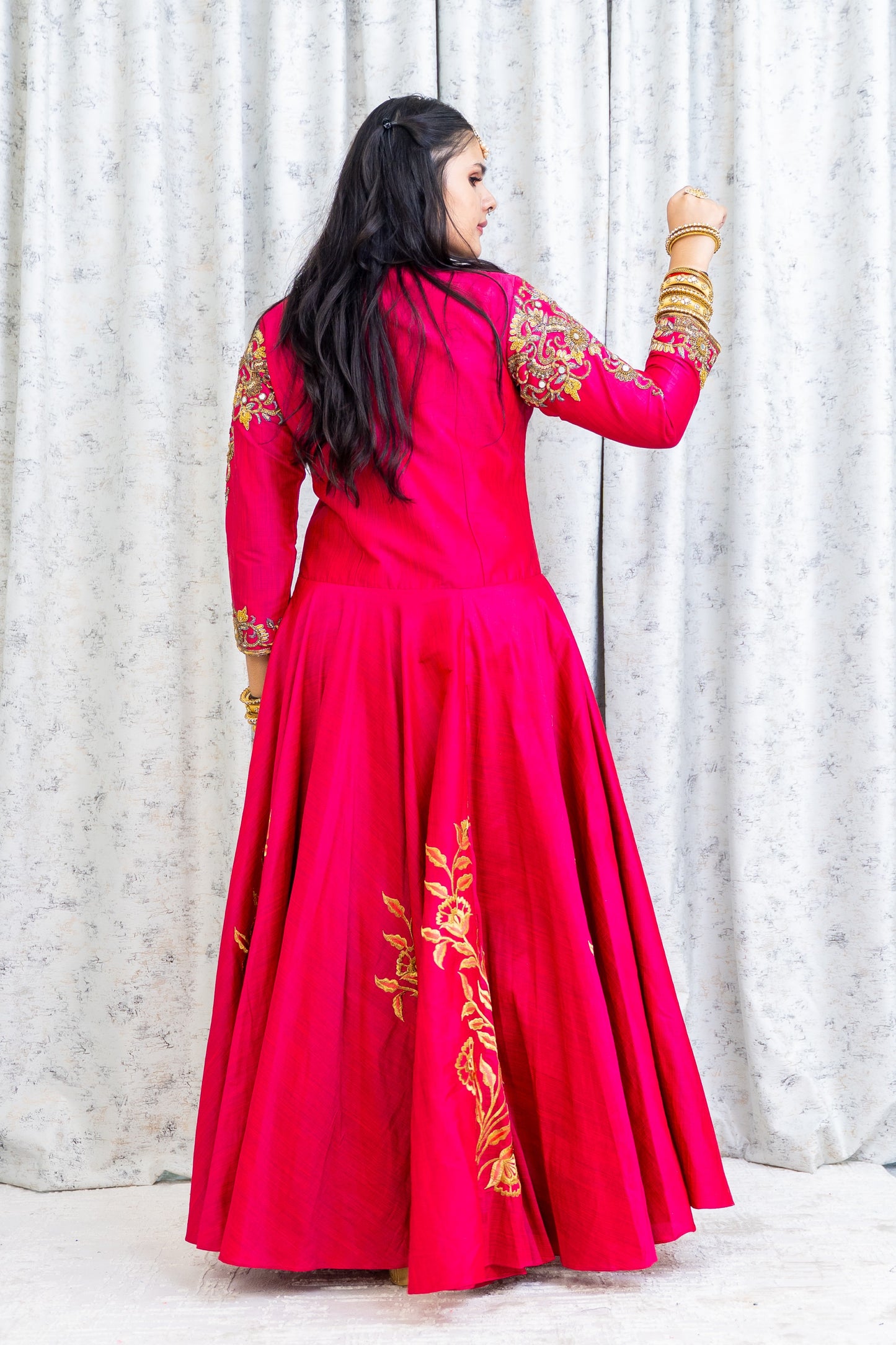 Pink Raw Silk Punjabi Set with Embroidery