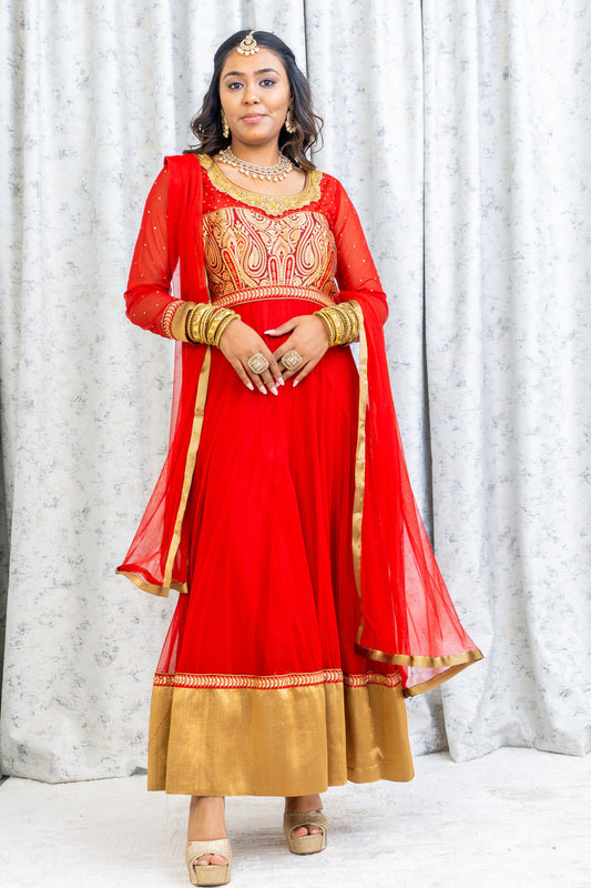 Red Net Punjabi Set