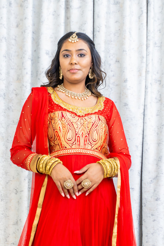 Red Net Punjabi Set