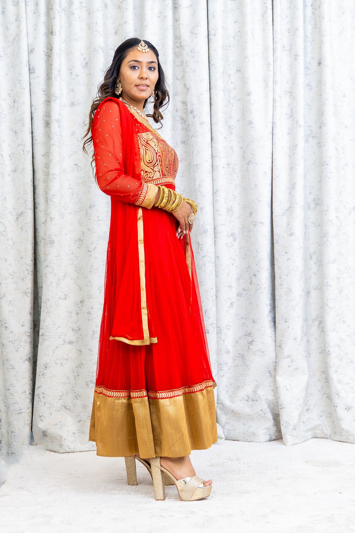 Red Net Punjabi Set