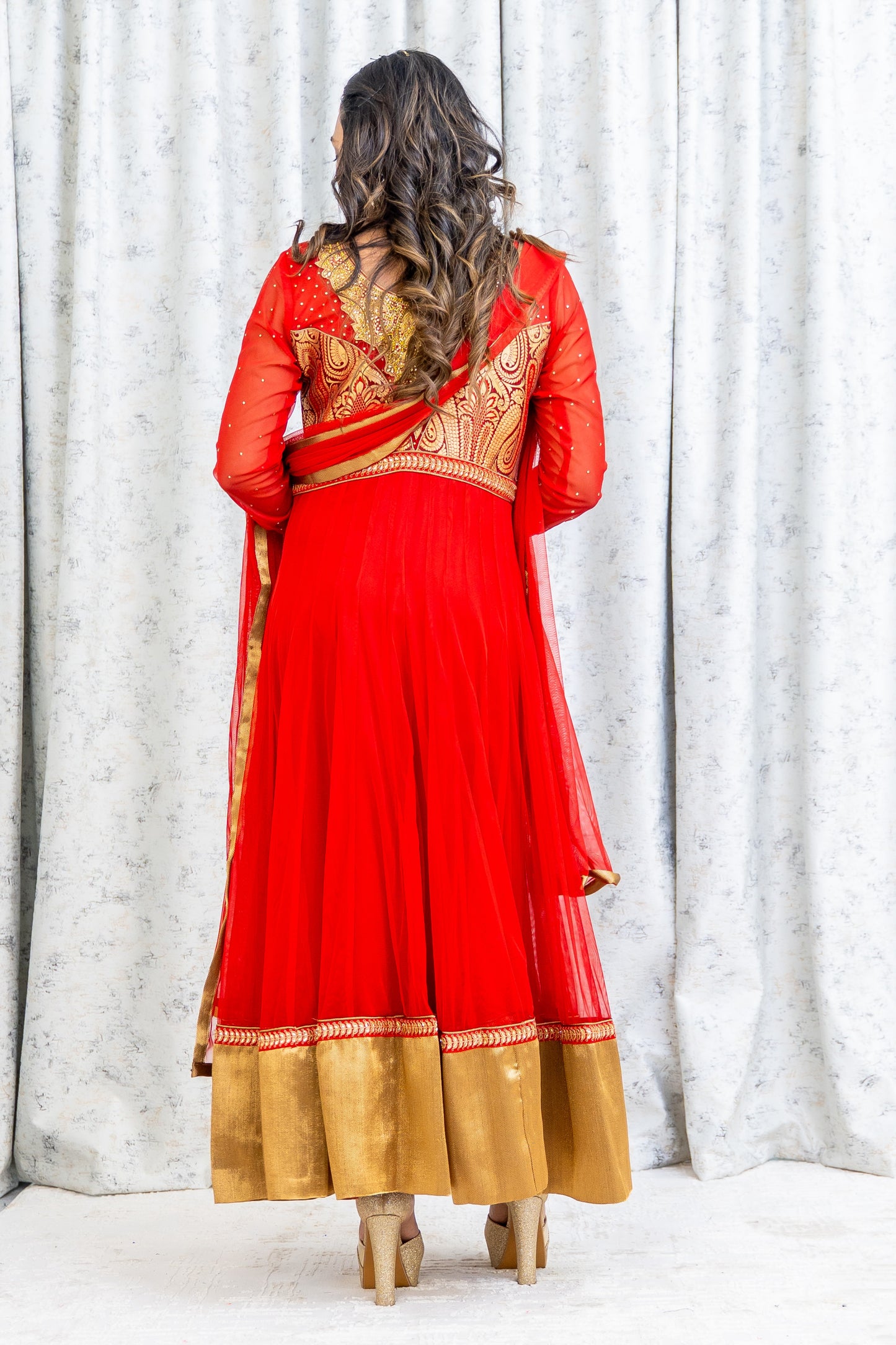 Red Net Punjabi Set