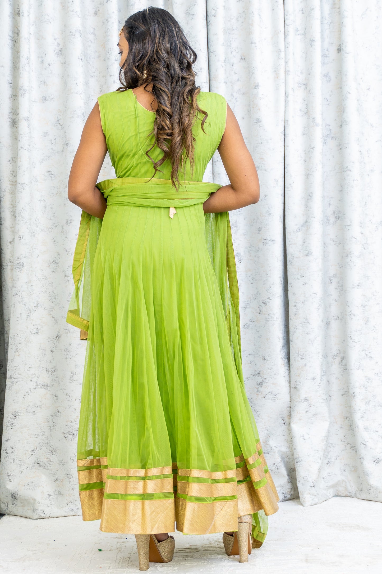 Green Net Punjabi Set