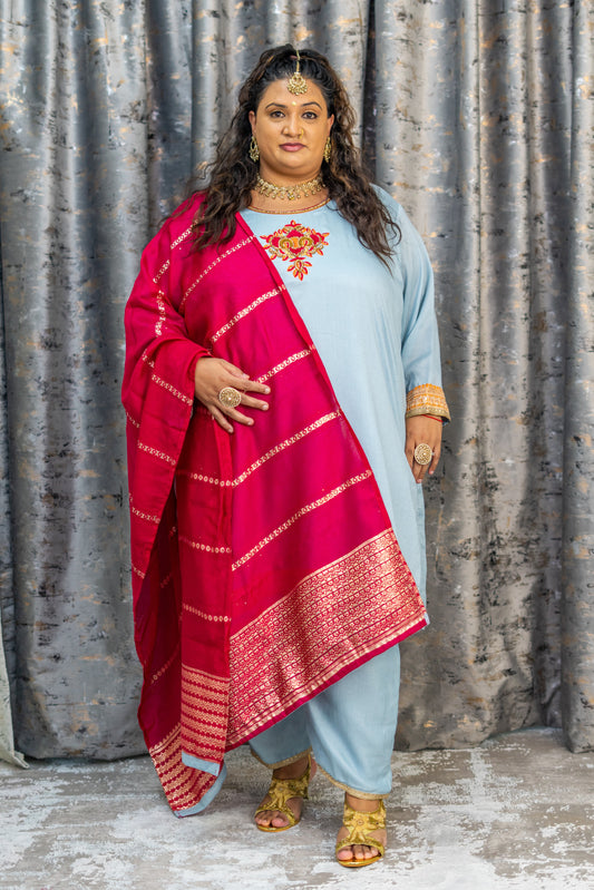 Sky Blue Cotton Punjabi Set