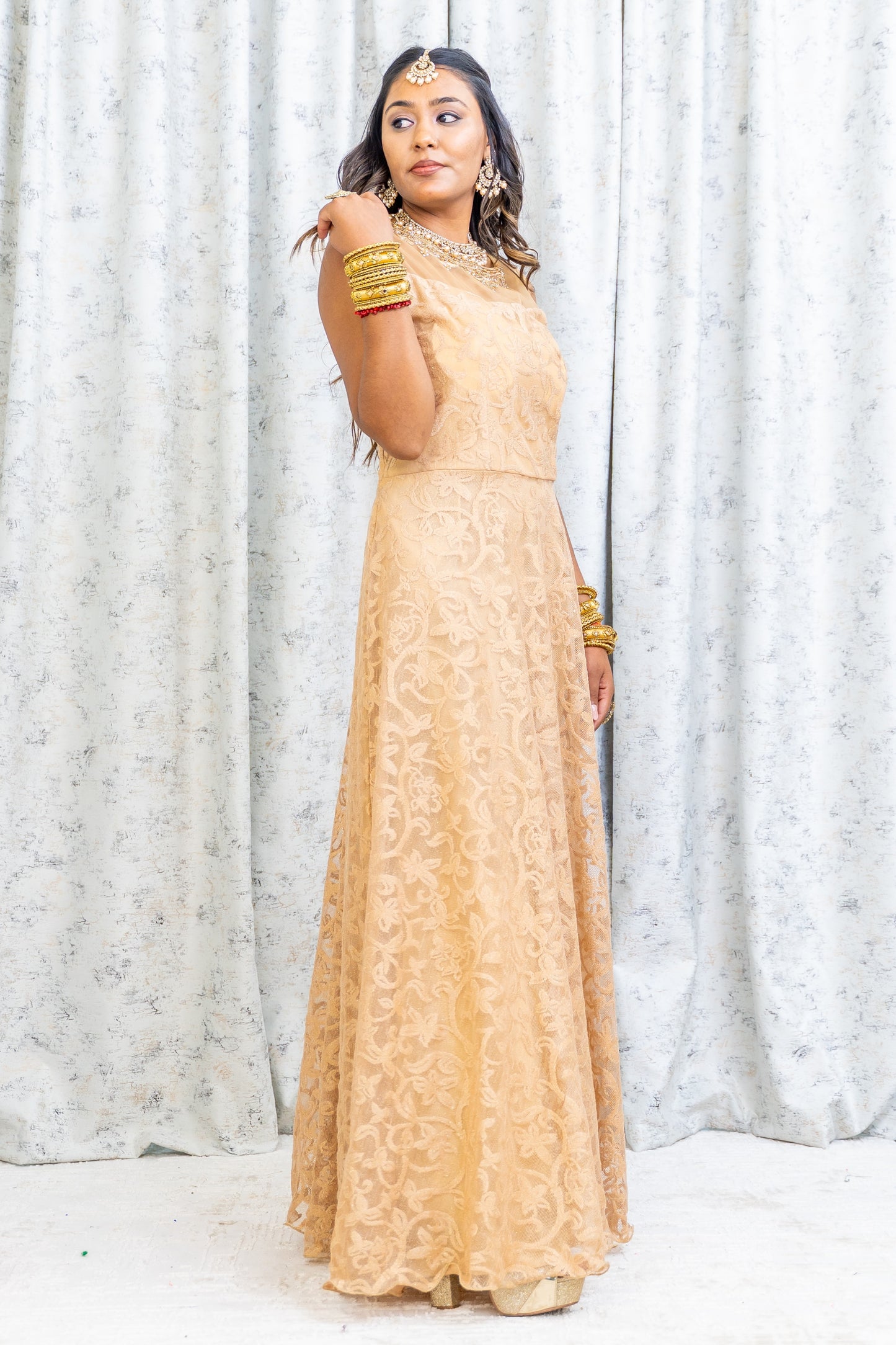 Creamy Gold Net Punjabi