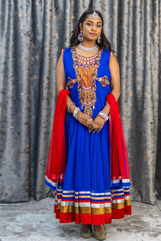 Royal Blue Punjabi Set with Swarovski Stone Work