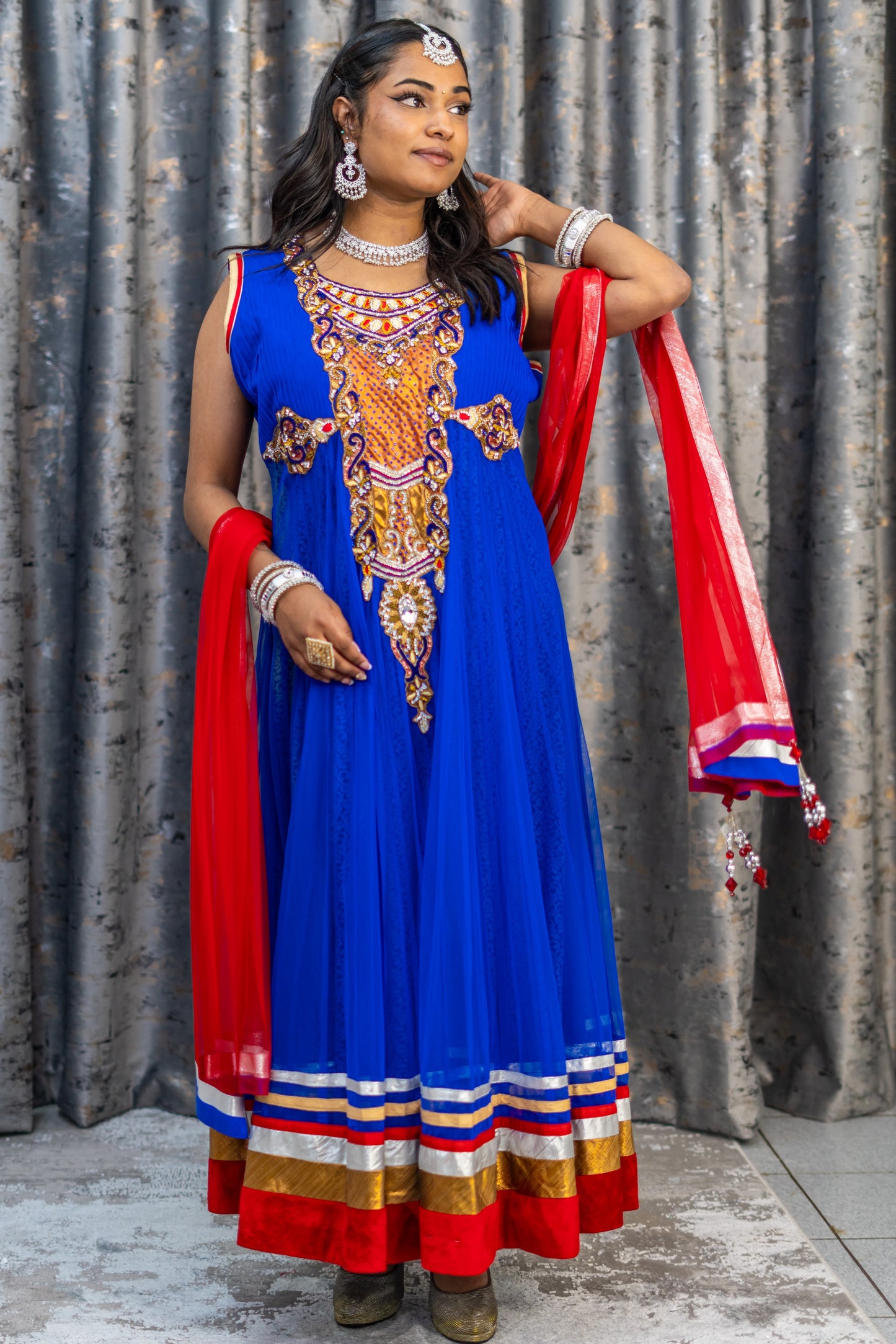 Royal Blue Punjabi Set with Swarovski Stone Work