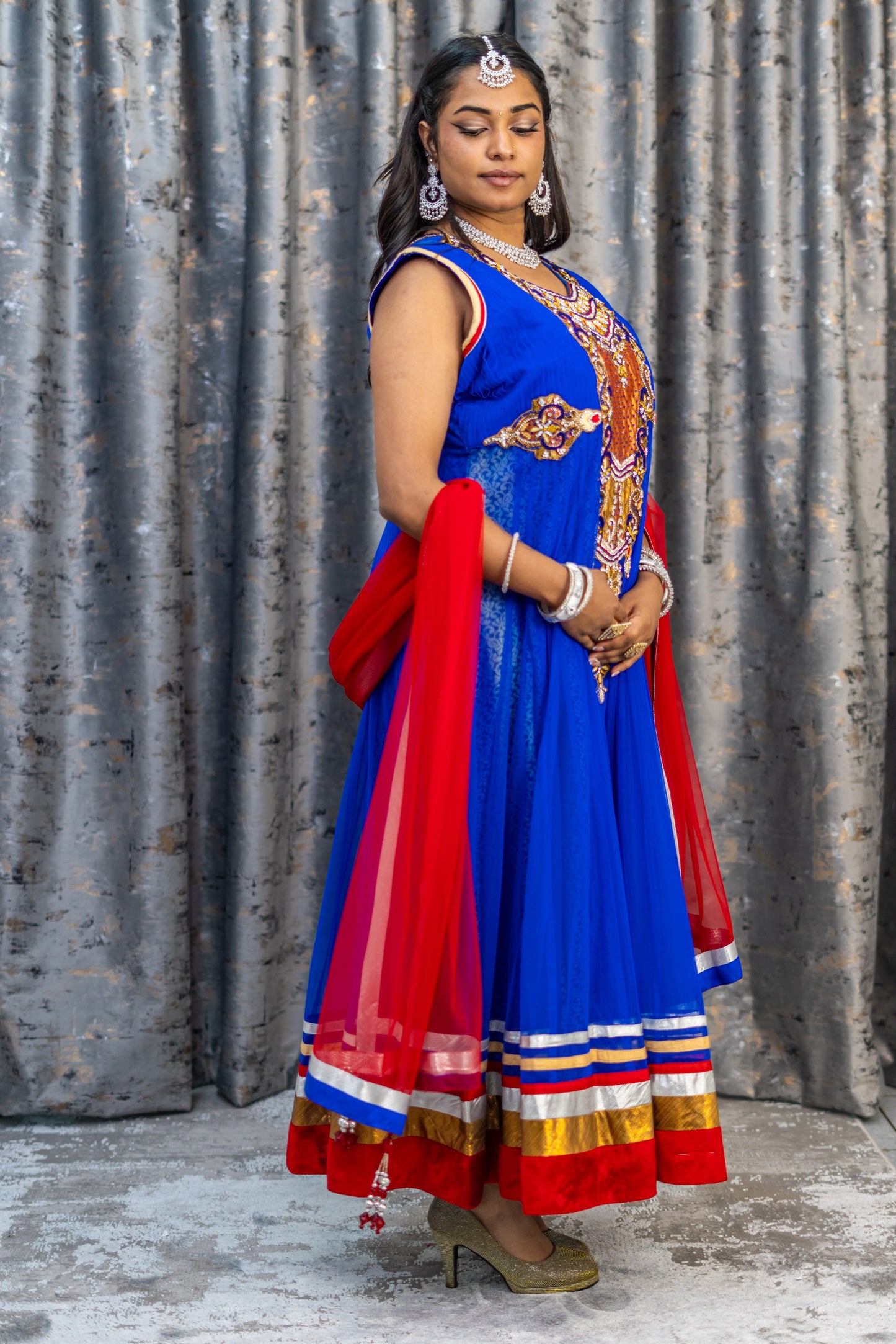 Royal Blue Punjabi Set with Swarovski Stone Work