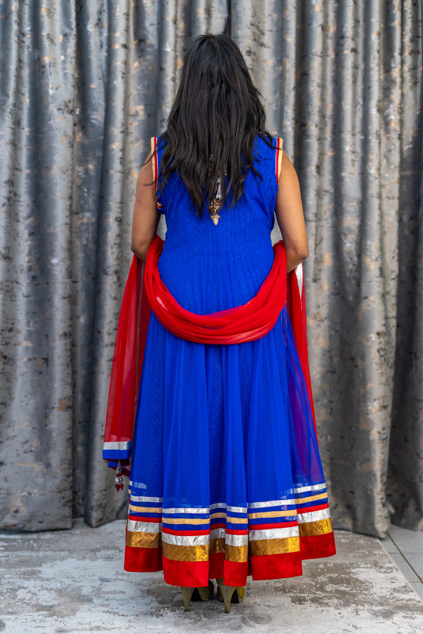 Royal Blue Punjabi Set with Swarovski Stone Work