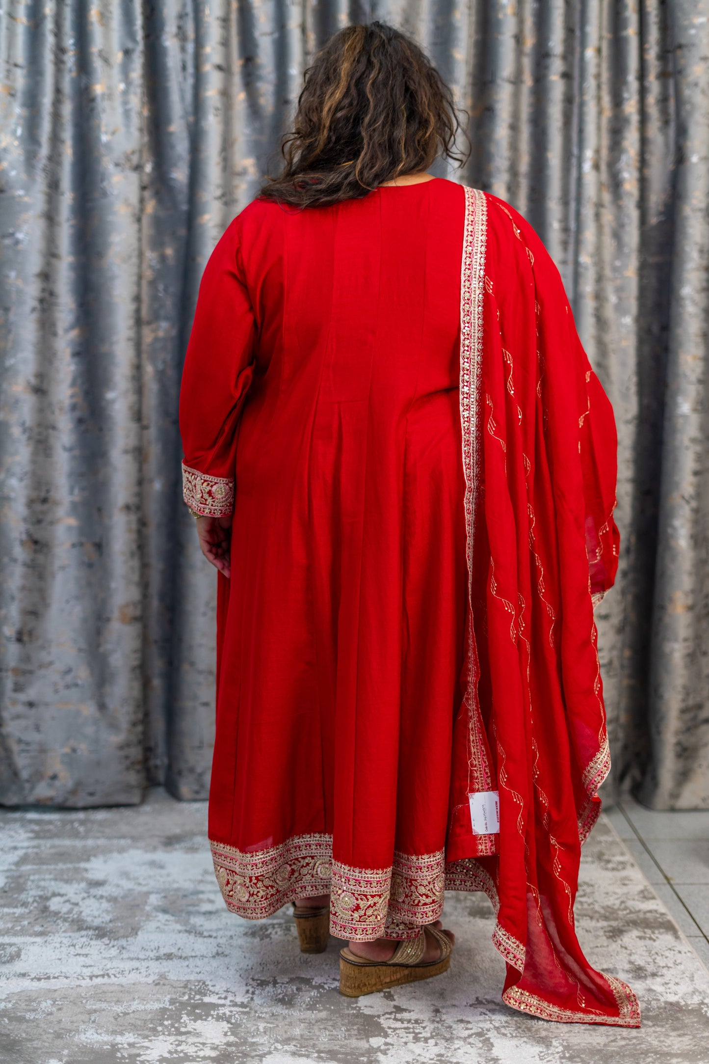 Red Cotton Punjabi Set with Embroidery