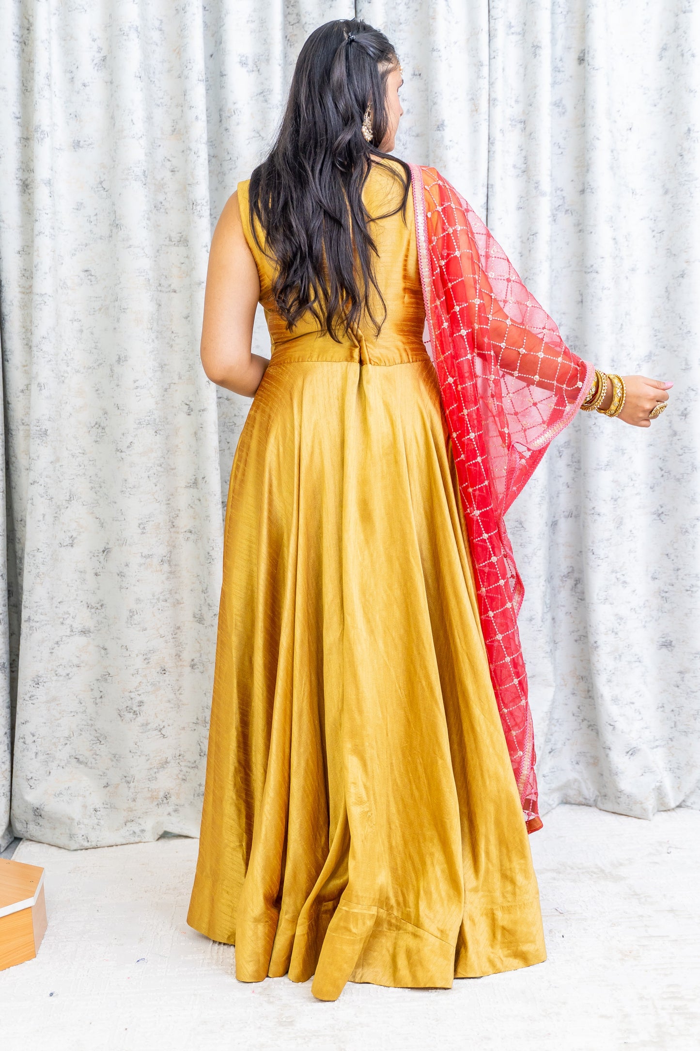 Mustard Raw Silk Punjabi Set with Contrast Dupatta