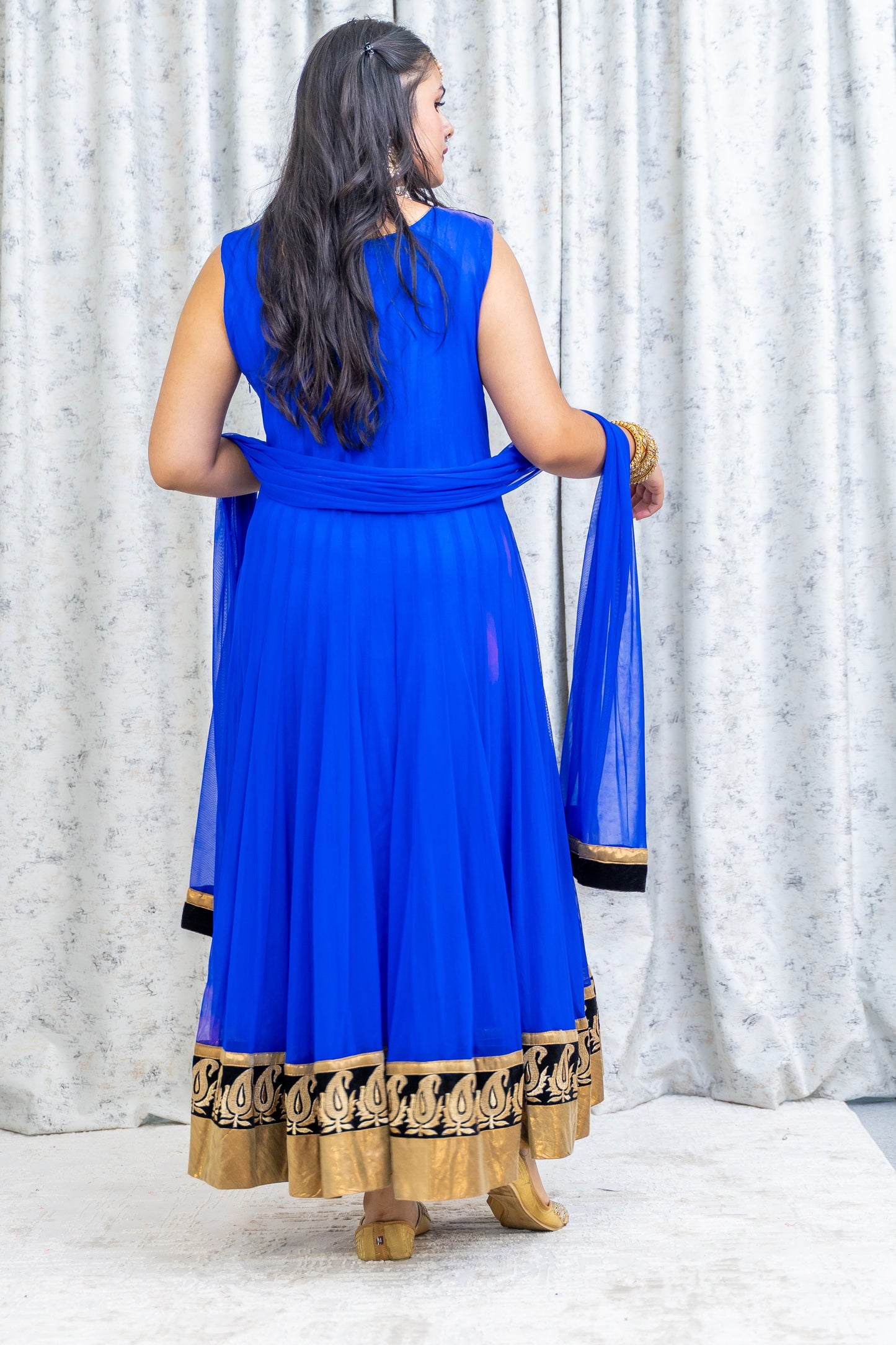 Royal Blue Net Punjabi Set with Swarovski Stone Work