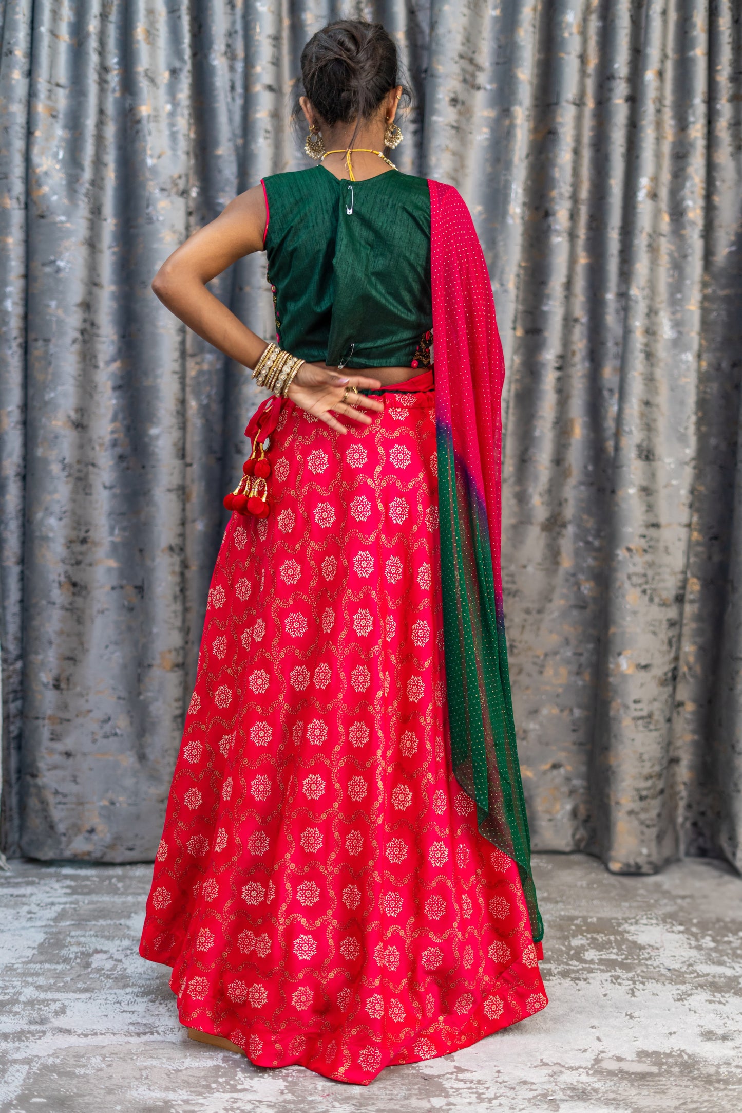 Pink Brocade Lehenga Set