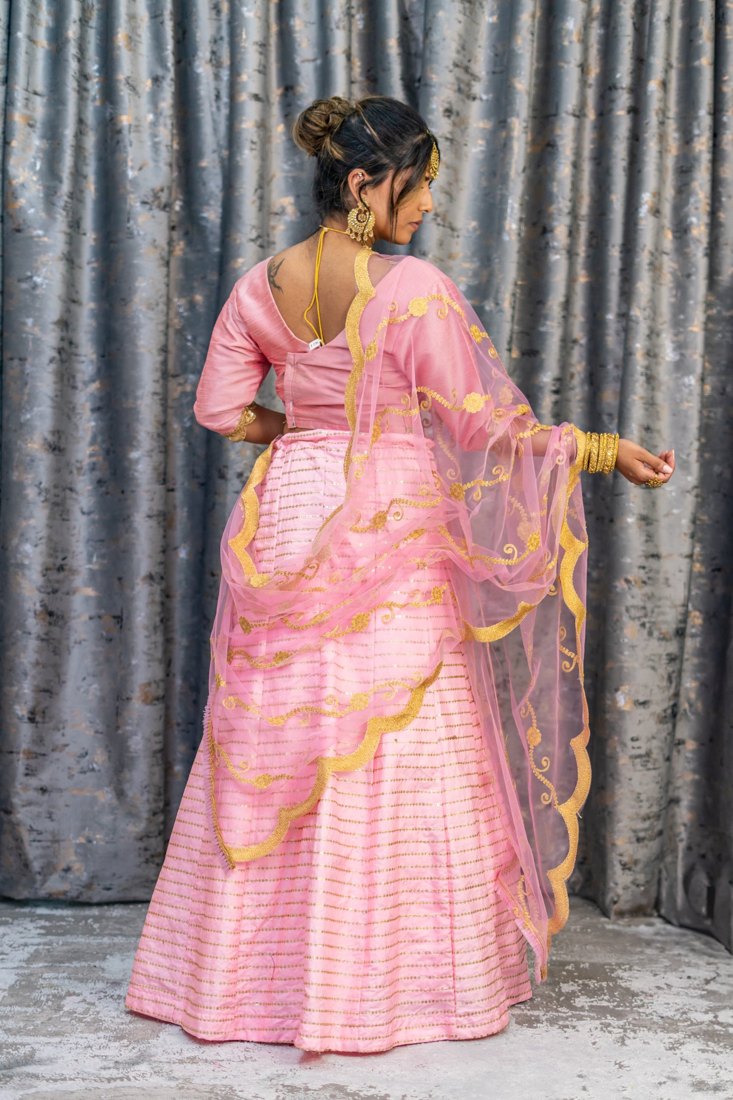 Pink Raw Silk Lehenga Set with Embroidery