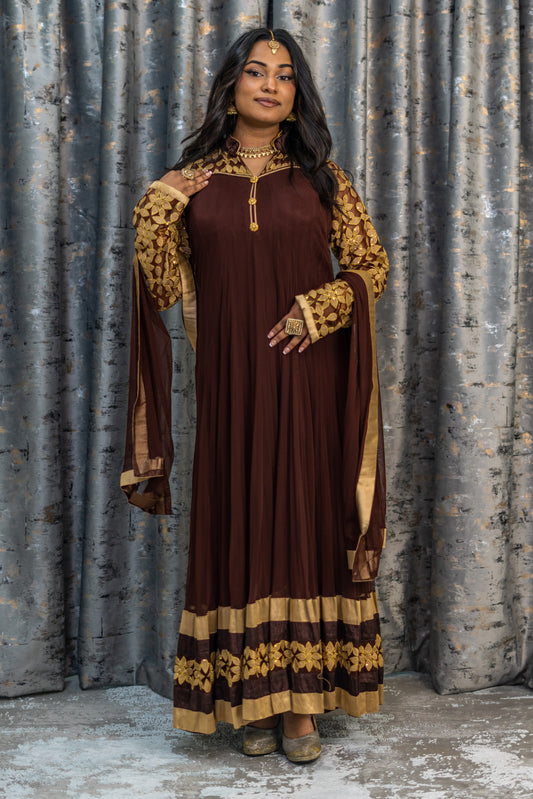 Brown Net Punjabi Set