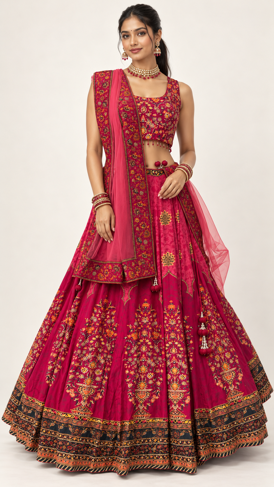 Pink Fully Flare Crepe Lehenga
