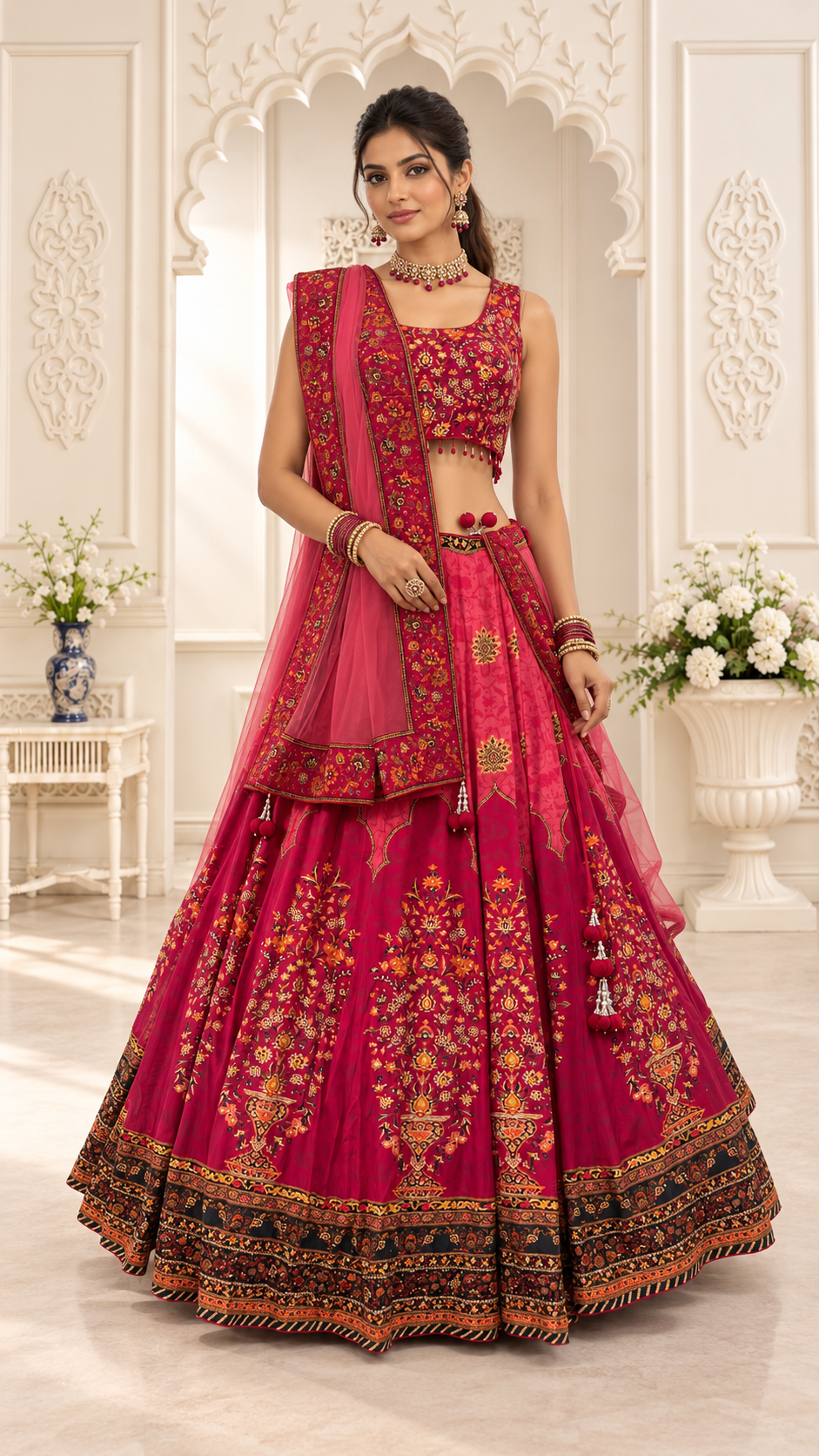 Pink Fully Flare Crepe Lehenga